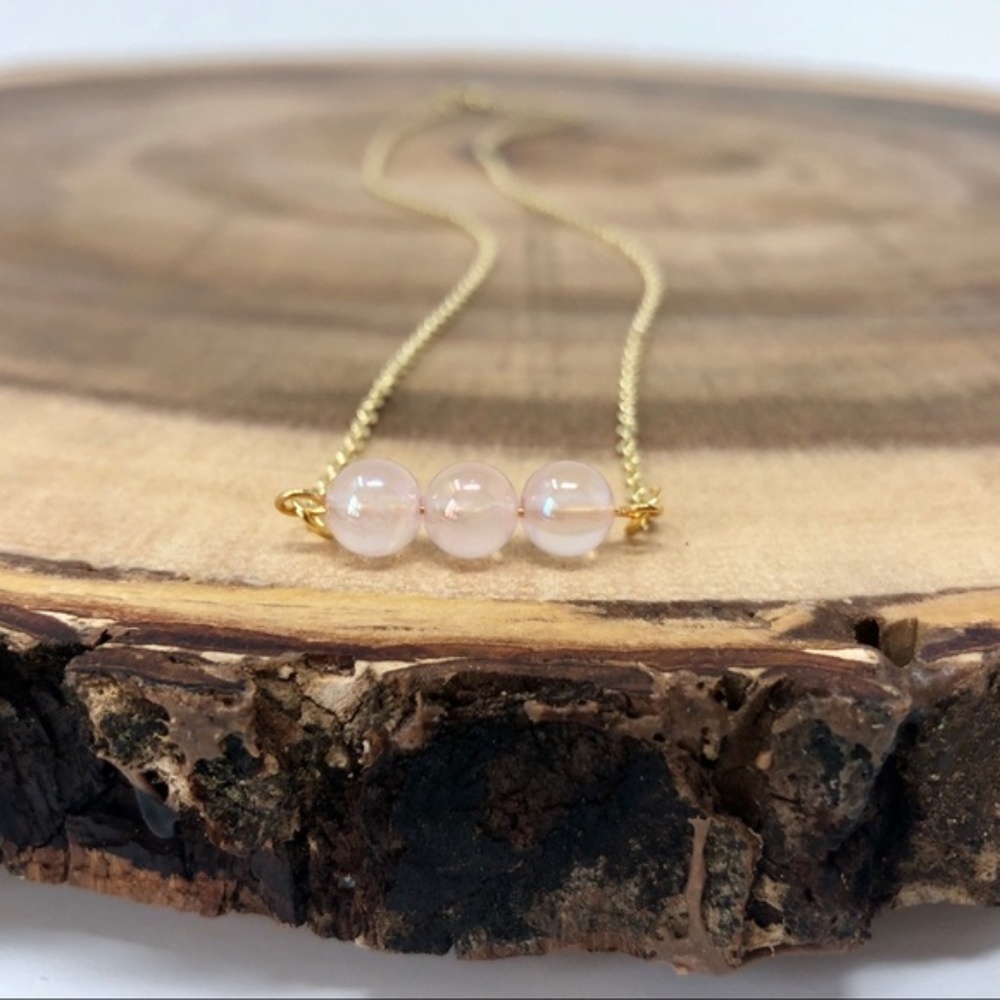 Aura Pink Rose Quartz 14K Gold Necklace